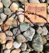 Imperial Jasper, Copper, Iridescent Glass Bead, Purple, Faceted Glass, Magenta, Handcrafted, Asymmetrical, Gift, Birthday Present, Hammered