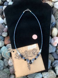 Crystal beads, Shell, Black Teardrop, Glass Teardrop, Black and Blues, Iridescent, Handmade, Gift, Birthday Present, Handcrafted, Necklace
