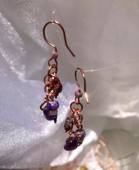 Amethyst, Jasper, Copper, Semi-precious stone, Purple, Handcrafted, French Wire, February Birthstone, Gift, Faceted Glass, Handmade, Bead