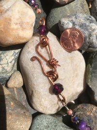 Imperial Jasper, Copper, Iridescent Glass Bead, Purple, Faceted Glass, Magenta, Handcrafted, Asymmetrical, Gift, Birthday Present, Hammered