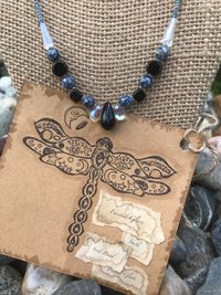 Crystal beads, Shell, Black Teardrop, Glass Teardrop, Black and Blues, Iridescent, Handmade, Gift, Birthday Present, Handcrafted, Necklace