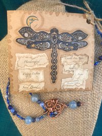 Gorgeous Handmade Deep Blue Lapis, Stone Blue Sodalite and Sky Blue Fire Agate Beaded Necklace with Handcrafted Copper Beaded Heart