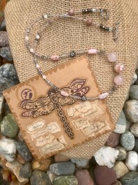 Rose Quartz and Labradorite Highlighted by Pink Opal, Shell, Rhodonite, Glass Flower Beads, Faceted Glass, Seed Beads and Pewter Toggle