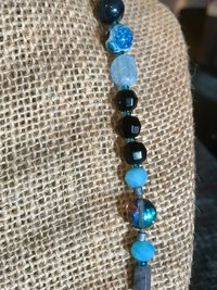 Dark Waters Handcrafted Aquamarine, Labradorite, Dark Shimmering Sandstone, Blue/Black Agate, Aventurine, Faceted Blue Glass and Seed Bead
