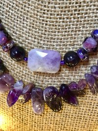 Stunningly Beautiful Purple Amethyst Multi-Strand Beaded Handcrafted Necklace with Imperial Jasper, Freshwater Pearl, Faceted Glass Beads