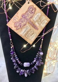 Stunningly Beautiful Purple Amethyst Multi-Strand Beaded Handcrafted Necklace with Imperial Jasper, Freshwater Pearl, Faceted Glass Beads