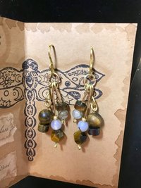 Beautiful Golden Brown Tiger Eye and Brass Handcrafted French Wire Dangle Earrings