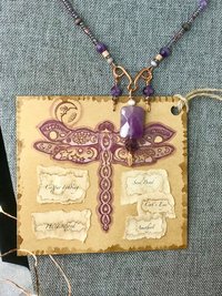 Amethyst and Copper Handcrafted Beaded Triple Dangle Necklace with Gorgeous Purple Cats Eye, Seed Beads and Beautiful Copper Findings