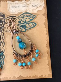 Boho Style Drop & Dangle Earrings with Gorgeous Teal and Verdigris Green Jasper and Magnesite Stones accented with Handmade Copper Findings