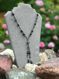Gunmetal Crystal Hematite Black and Gray Art Deco Elegant Fun Unique Lariat Style Handcrafted Beaded Necklace