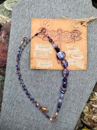 Handcrafted Purple Beaded Necklace of Gorgeous Jasper, Lustrous Blown Glass, Faceted Glass, Gleaming Copper Highlights Unique Jewelry Gift