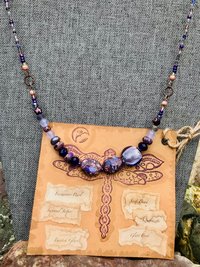 Handcrafted Purple Beaded Necklace of Gorgeous Jasper, Lustrous Blown Glass, Faceted Glass, Gleaming Copper Highlights Unique Jewelry Gift