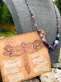 Handcrafted Purple Beaded Necklace of Gorgeous Jasper, Lustrous Blown Glass, Faceted Glass, Gleaming Copper Highlights Unique Jewelry Gift